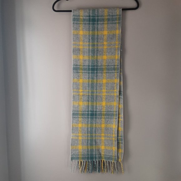 Faribault Woolen Mill Company 100% Wool Plaid Grey Green Oblong Scarf New! - Picture 10 of 15